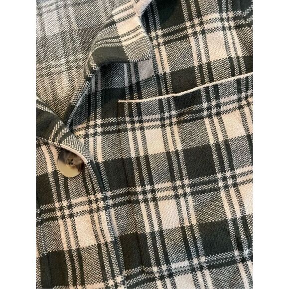 Cynthia Rowley green plaid cropped collared cardigan M - Picture 6 of 8